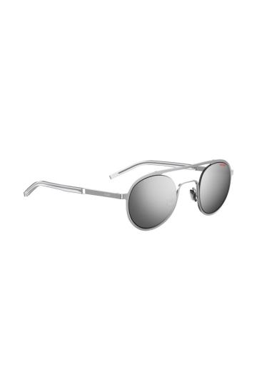 Okulary Słoneczne HUGO Silver Tone Srebrne Męskie (Pl99914)